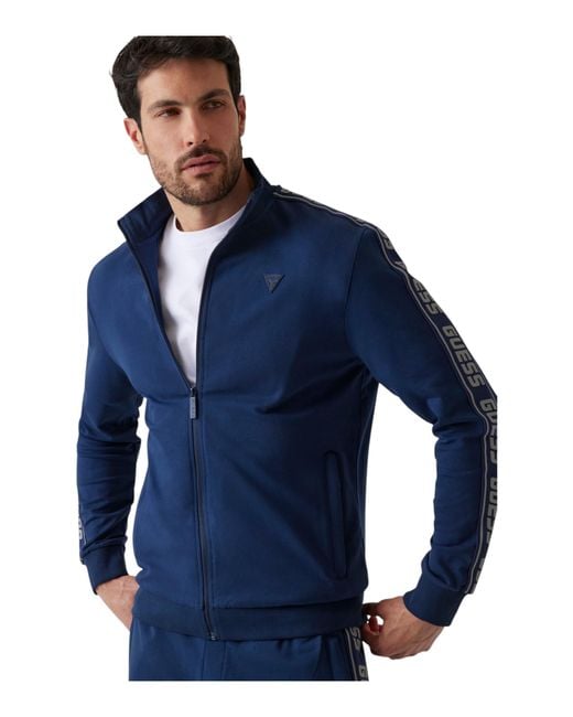 Guess Blue Full Zip Sweater for men