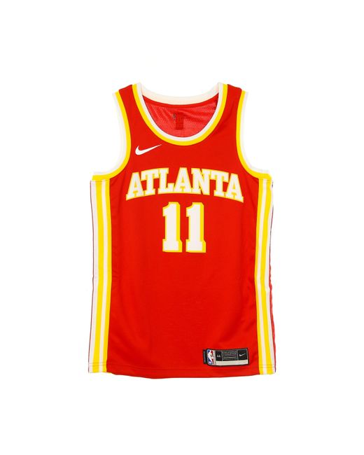 Nike Herren-Basketball-Tanktop Nba Swingman-Trikot Icon Edition 2020 Nr. 11 Trae Young Atlhaw University Rot in Red für Herren