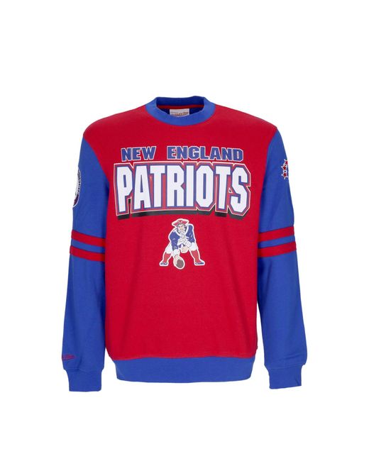 Mitchell &amp; Ness Red Nfl All Over Crew 2.0 Crewneck Sweatshirt Neepat for men