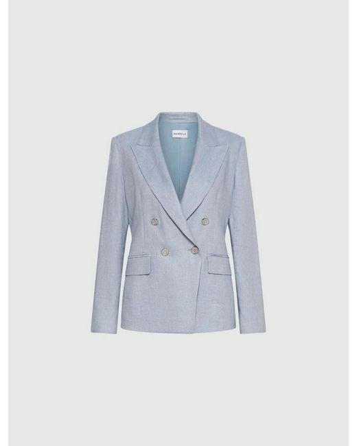Marella Blue Jacket Mixed Linen for men