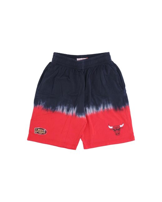 Mitchell &amp; Ness Korte Herenbroek Nba Horizontale Tie Dye Short Hardhout Klassiekers Chibul Originele Teamkleuren in het Blue voor heren
