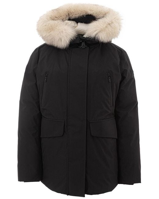 Peuterey Black Padded Jacket With Fur Collar