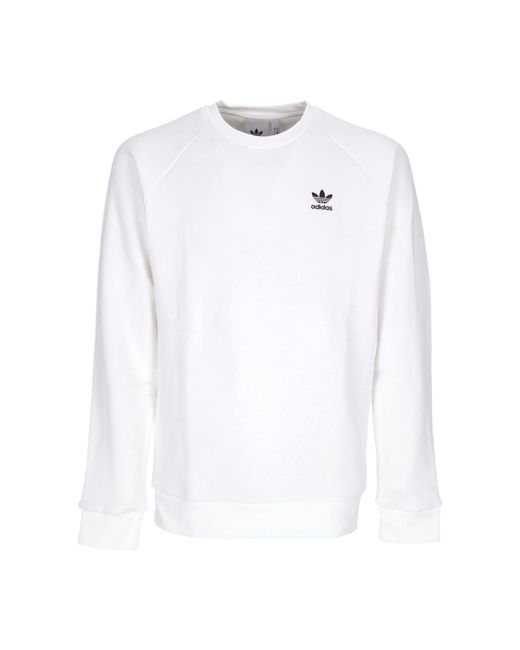 Adidas White Essential Crewneck Sweatshirt for men