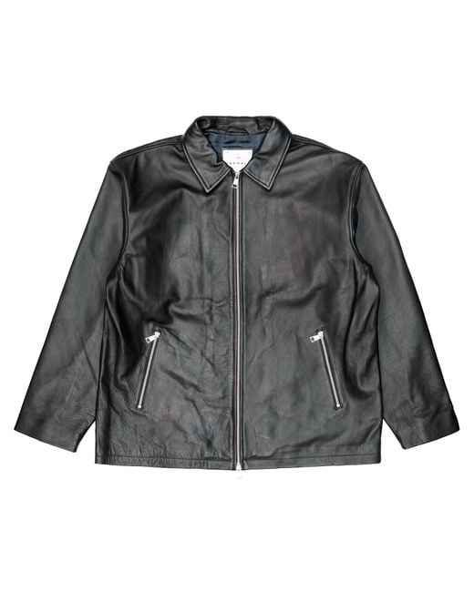 Edwin Leren Jas Fix in het Black voor heren