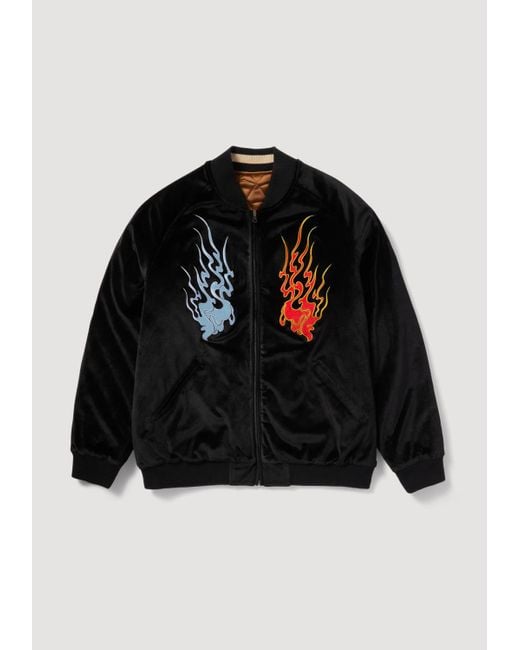 Huf Black Destructive Sukajan Jacket for men