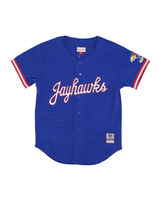 Mitchell & Ness Blue Ncaa Button Jacket On The Clock Mesh Button Front Kanjay for men
