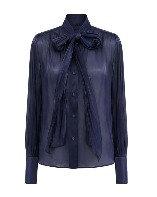 ACTUALEE Blue Shirt Shirt Bow