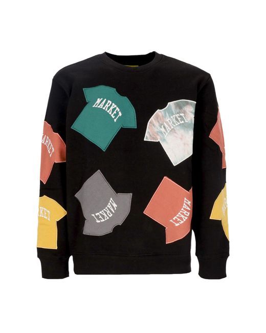 Market Herensweater Met Ronde Hals En Patch, Zwart in het Black voor heren