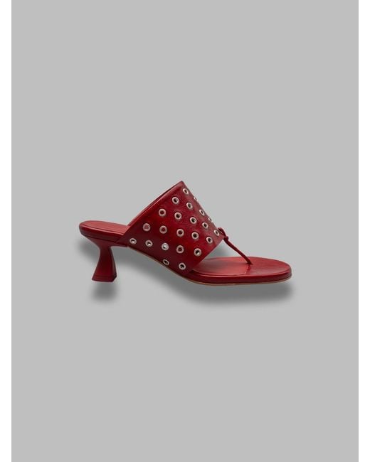 Miista Red Basket Eyelets Sandals