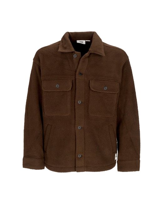 Obey Brown Padded Shirt Thompson Shirt Jacket Java for men