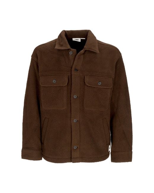 Obey Brown Padded Shirt Thompson Shirt Jacket for men