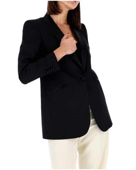 Brian Dales Black Agnese/R-Jk4802 Double-Breasted Jacket With Fabric Lapels For