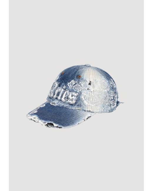 Aries Blue Destroyed Lace Cap for men