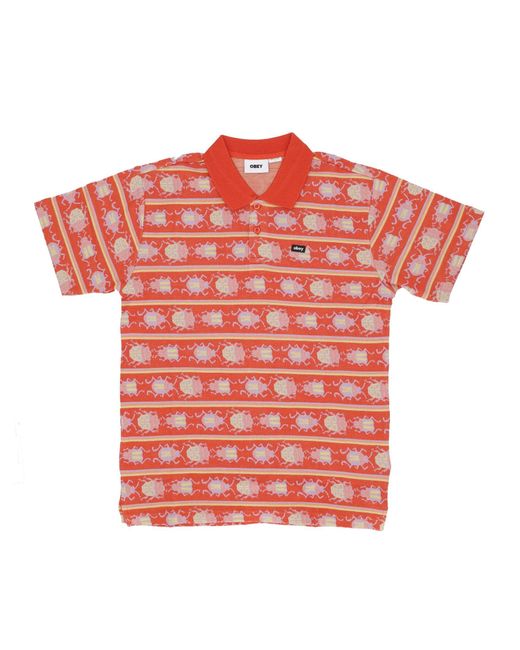 Obey Red 'Short Sleeve Polo Bugs Jacquard Polo for men