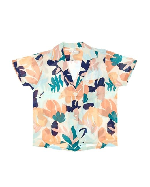 Obey Damesshirt Met Korte Mouwen Decoupage-Shirt Pecannoot Multi in het Blue