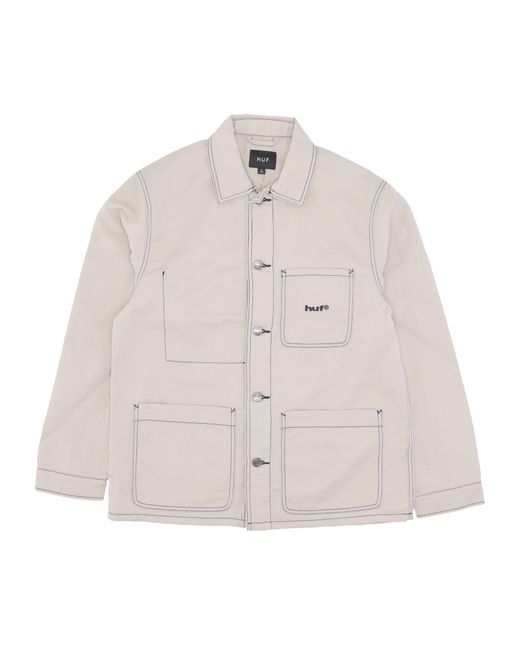 Huf Arbeitsjacke Fur Herren, Arbeitsjacke Aus Kontrastierendem Nylon, Creme in Natural für Herren