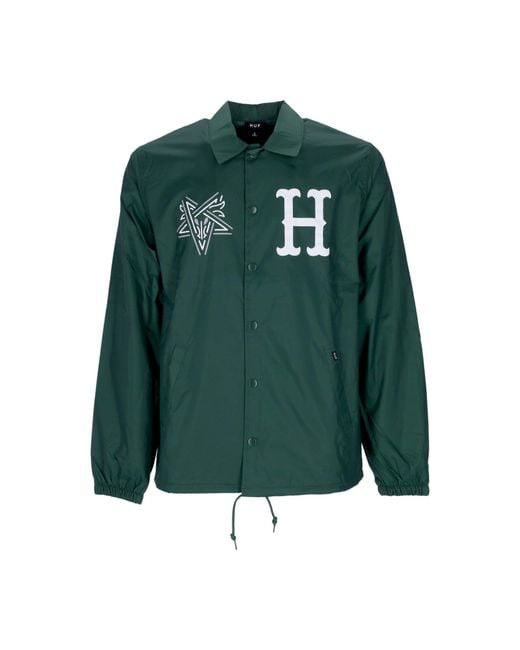Huf Green Coach Jacket Split Coaches Jacket X Thrasher Forest for men