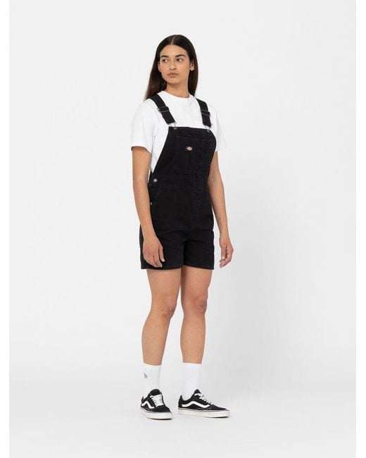 Dickies White Salopette Frau Ente Leinwand Kurz Bib