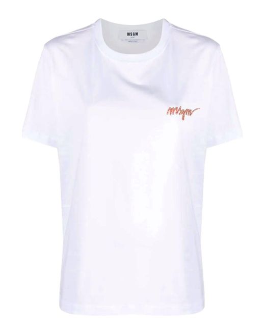 MSGM White T-Shirt Und Polo Weib