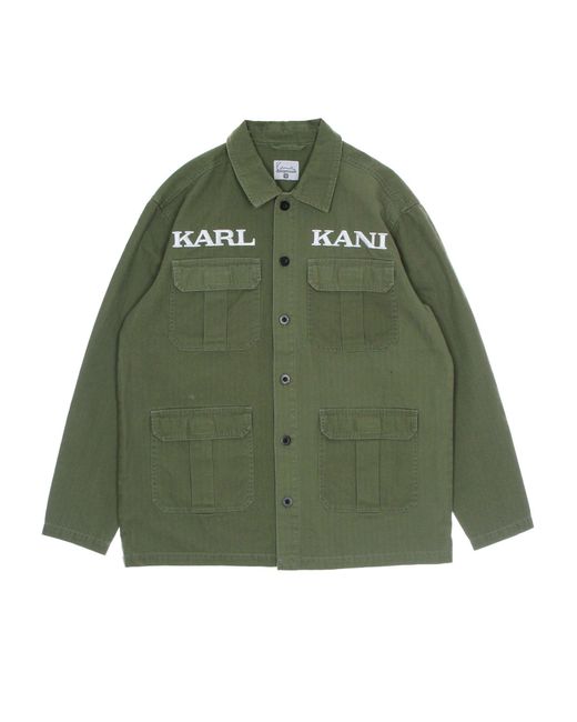 Karlkani Green Coach Jacket Retro Washed Utility Shirt Jacket for men