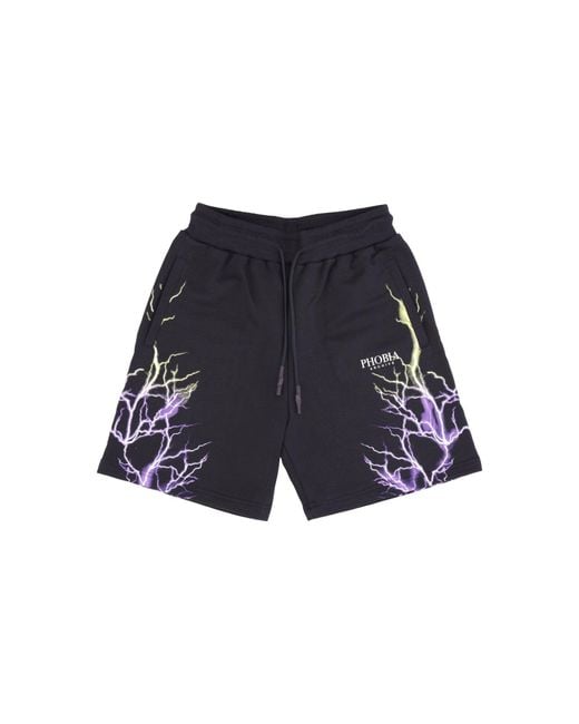 Phobia Kurze Trainingshose Herren Lightning Shorts Schwarz/Lila/Gelb in Blue für Herren
