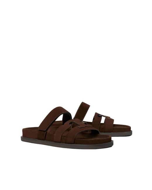Tory Burch Brown Braune Ledersportsandalen