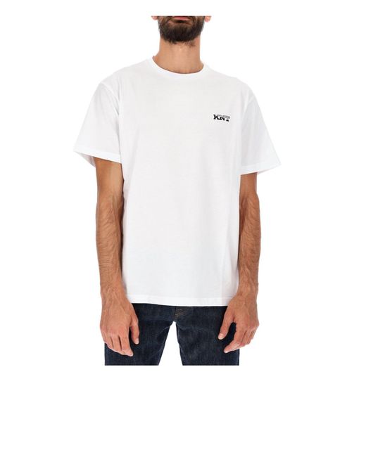Kiton T-Shirt Bottom Logo Weib in White für Herren