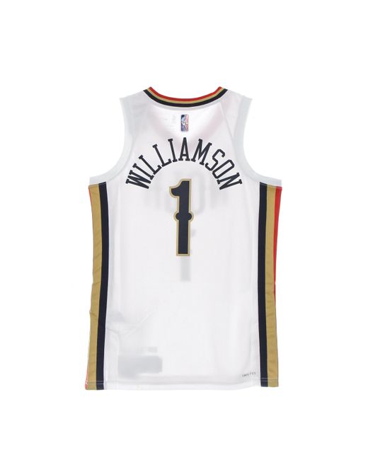 Nike Herren-Basketball-Tanktop Nba Dri Fit Swingman-Trikot City Edition 21 Nr. 1 Zion Williamson Neopel Weib/Club in White für Herren