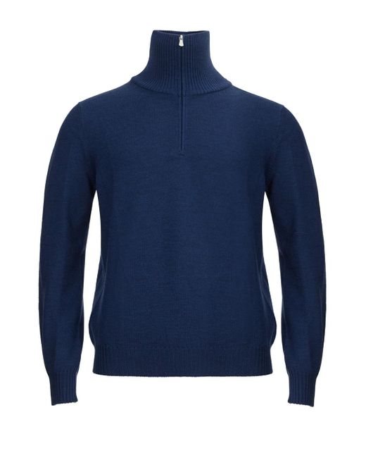 Gran Sasso Pullover Mit Halbem Reibverschluss Aus Wolle in Blue für Herren