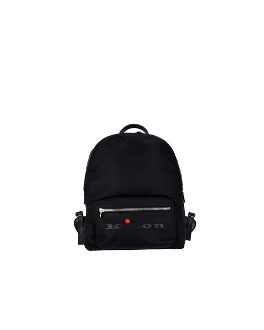 Kiton Black Backpack 100%Pl+Calfskin for men