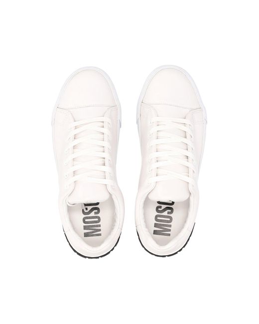 Moschino White Rubber Logo Calfskin Sneakers for men