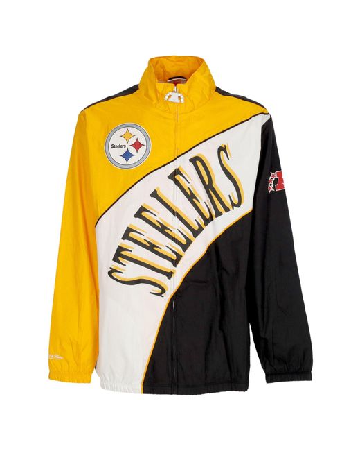 Mitchell &amp; Ness Black Nfl Arched Retro Lined Windbreaker Pitste for men