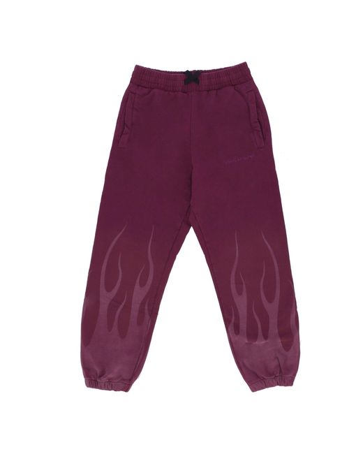 Vision Of Super Red Fleece Tracksuit Pants Corrosive Flames Pants for men