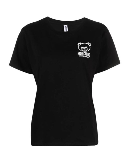 Moschino Black T-Shirt mit Logo-Applikation