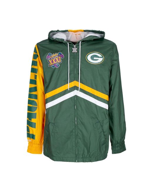 Cortavientos Para Hombre Nfl Undeniable Cortavientos Con Cremallera Completa Grepac Verde Oscuro Mitchell &amp; Ness de hombre de color Green