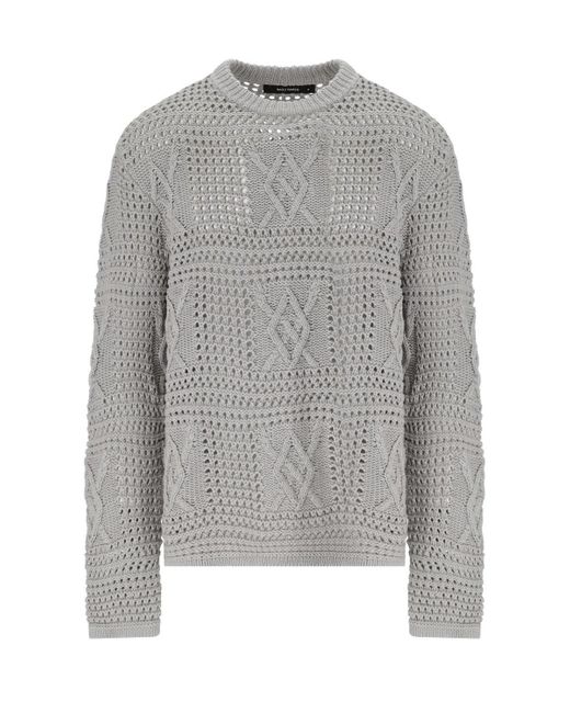 Daily Paper Gray Zuberi Crochet Crewneck Sweater for men