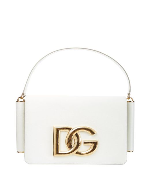 Dolce & Gabbana White Maxi Logo Umhangetasche