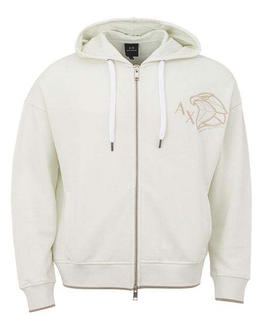 Armani Exchange White Zip And Hoodie for men