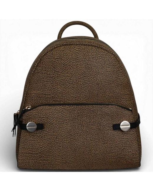 Borbonese Brown Backpack M. Op Natural/Nero