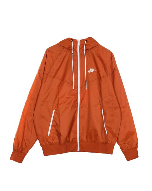 Nike Orange Windbreaker Sportswear Woven Lined Windrunner Hooded Jacket Light Sienna for men