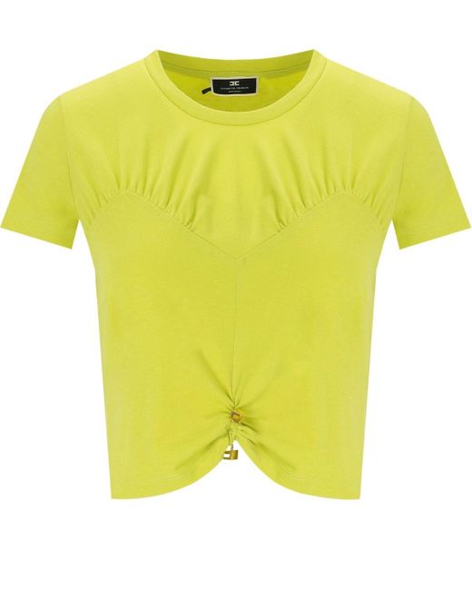 T-shirt crop cèdre Elisabetta Franchi en coloris Yellow