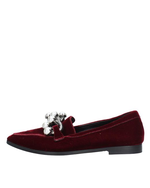 Casadei Red Flat Shoes Bordeaux