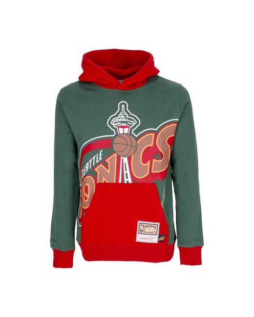 Sudadera Con Capucha Para Hombre Nba Big Face Hoodie 5.0 Hardwood Classics Seasup Mitchell &amp; Ness de hombre de color Red