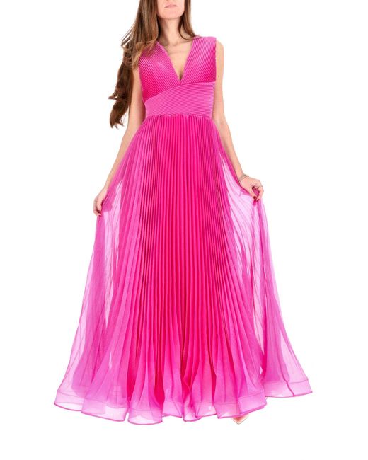 Fabiana Ferri Pink Kleid Mit Plissiertem V-Ausschnitt