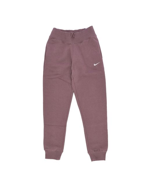 Nike Women's Purple Fleece Tracksuit Pants Sportswear High-Waisted