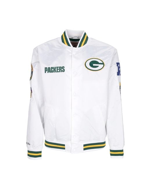 Mitchell &amp; Ness Bomberjack Voor Nfl Hometown Lw Satijnen Jack Grepac Wit in het White voor heren