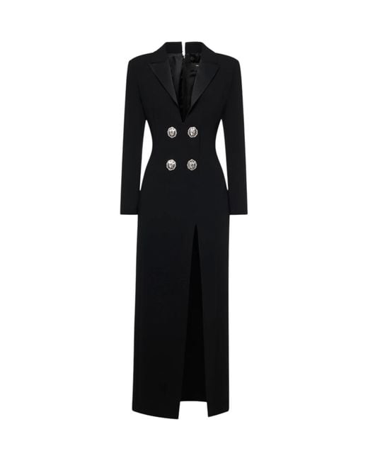Vestido Largo De Las Mujeres Con Abertura Con Botones De Joya SIMONA CORSELLINI de color Black