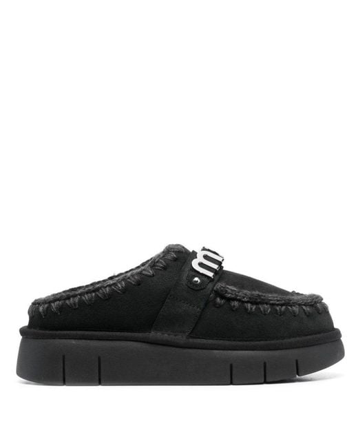 Mou Black Slippers