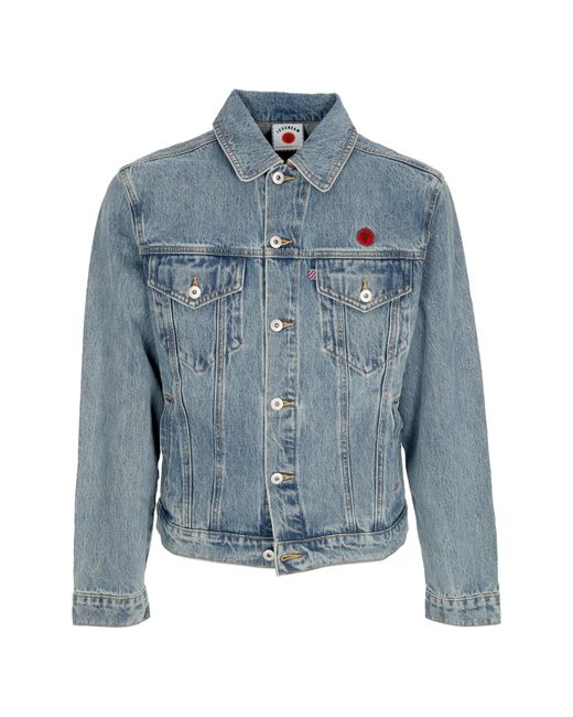 ICECREAM Blue Jeans Jacket Check Lined Denim Trucker Jacket for men
