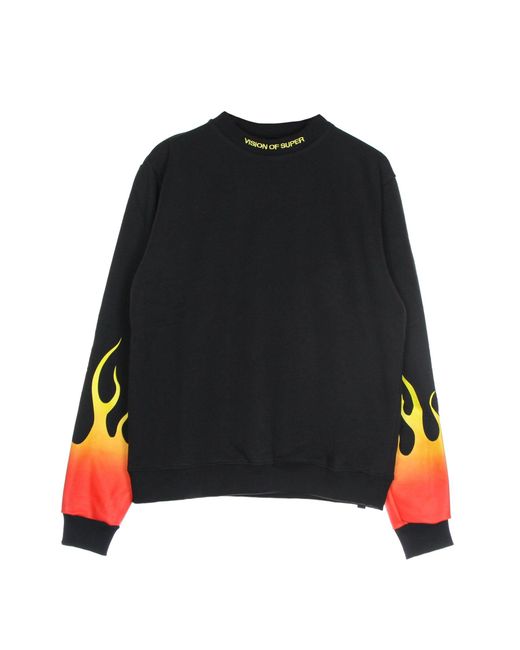 Vision Of Super Black Shaded Flames Crewneck 'Lightweight Crewneck Sweatshirt for men